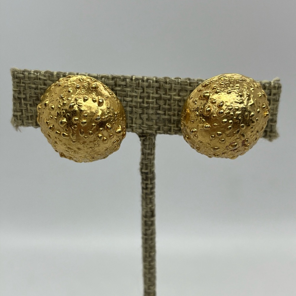 Gold Textured Dome Stud Earrings - Women Jewelry Earrings